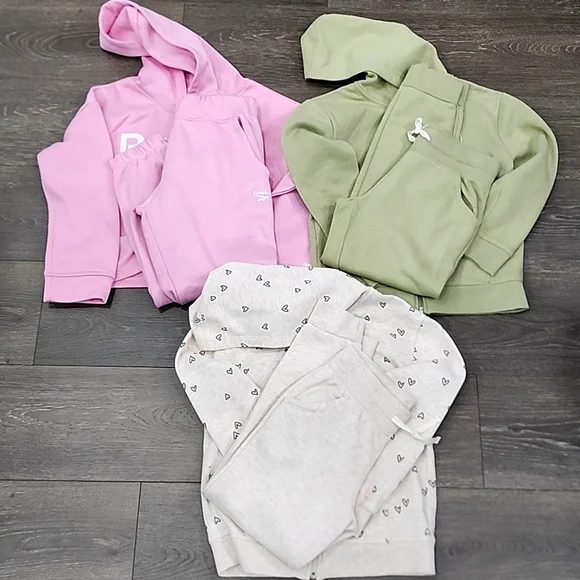 [Bundles] 3-Pack Girls Fleece Hoodie Sweatpants Set Cat&Jack Reebok - Picture 15 of 15